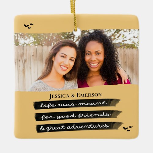 Modern  BFF Photo Best Friend Besties Christmas Ceramic Ornament