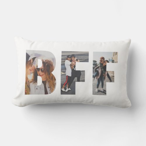 Modern BFF Photo Best Friend Besties Names Quote Lumbar Pillow