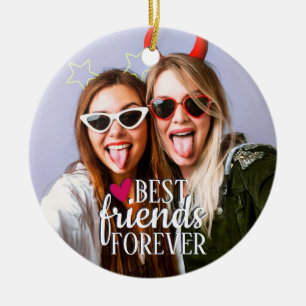 Modern BFF photo Best friends forever trendy Ceramic Ornament
