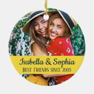 Modern BFF photo Best friends forever trendy Ceramic Ornament