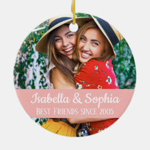 Modern BFF photo Best friends forever trendy Ceramic Ornament
