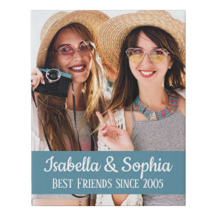 Modern BFF photo Best friends names Faux Canvas
