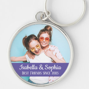 Modern BFF photo Best friends names Keychain