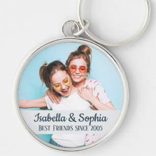 Modern BFF photo Best friends names Keychain