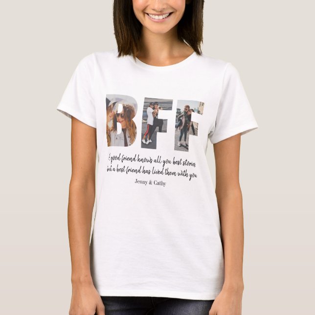 Modern BFF Photo Collage Friendship Besties Chic T-Shirt (Front)