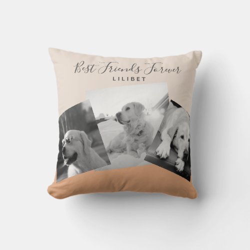Modern BFF PHOTO COLLAGE Gift Personalized Peach Throw Pillow