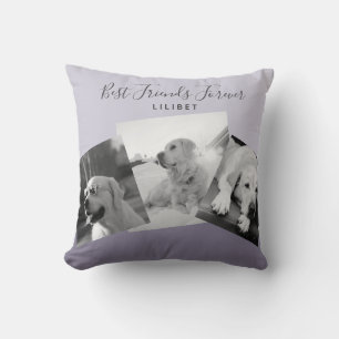 Modern BFF PHOTO COLLAGE Gift Personalized Purple Throw Pillow