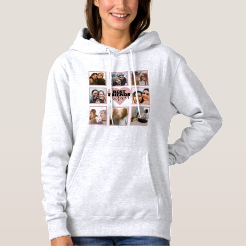 Modern BFF Photo Collage Rose Gold Heart Hoodie