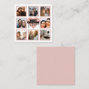 Modern BFF Photo Collage Rose Gold Heart Note Card