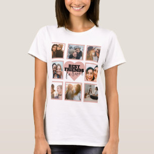 Modern BFF Photo Collage Rose Gold Heart T-Shirt