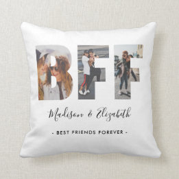 Modern BFF Photo Script Name Best Friends Forever Throw Pillow
