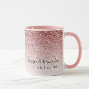 Modern BFF Rose Gold Glitter Best Friend Girly Mug