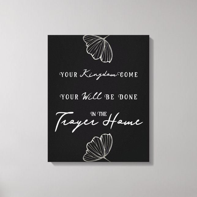 Modern Bible Quote Prayer Personalized Family Name Canvas Print (Front)