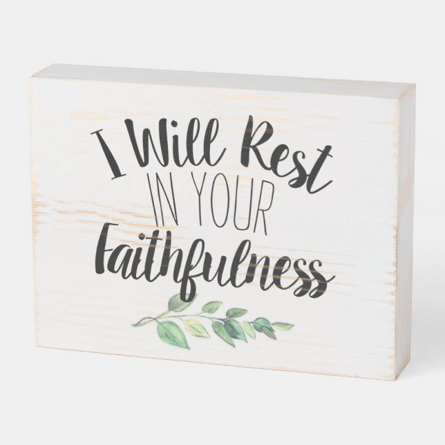 Modern Bible Verse Brush Font Scripture Wooden Box Sign (Angled Horizontal)