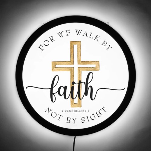 Modern Bible Verse Floral Cross Classic LED Sign