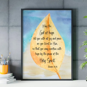 Modern Bible Verse Yellow Blue Poster