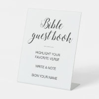 Modern Bible Wedding Guest Book Pedestal Sign