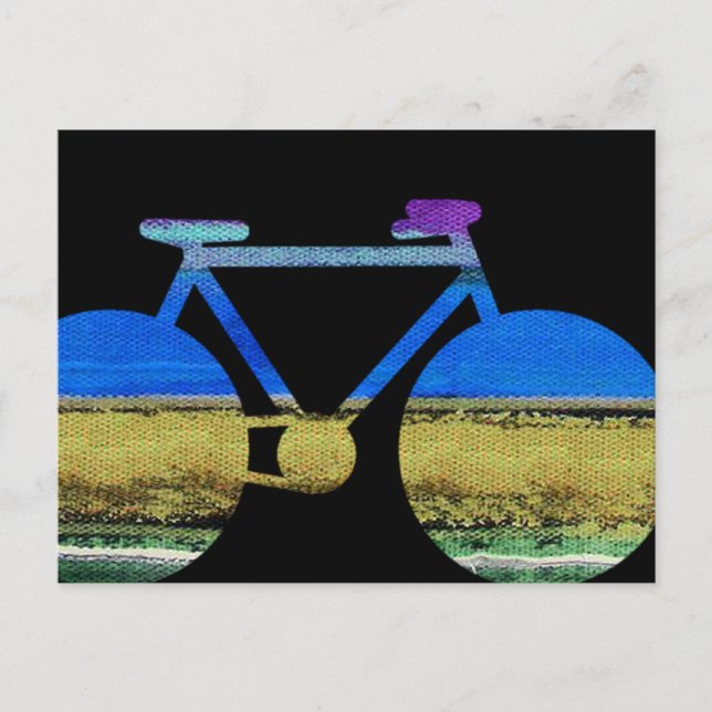 modern bicycle & color stripes postcard (Front)