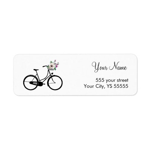 Modern Bicycle Design with flower basket Label