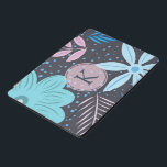 Modern Big Blue Flower Pattern Pink Monogram iPad Pro Cover<br><div class="desc">Modern and pretty floral design with pink monogram.</div>