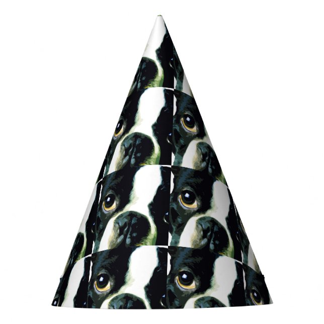 modern big Boston Terrier Party Hat (Front)