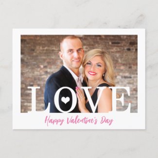 Modern Big LOVE Letters | Your Photo Pink Script