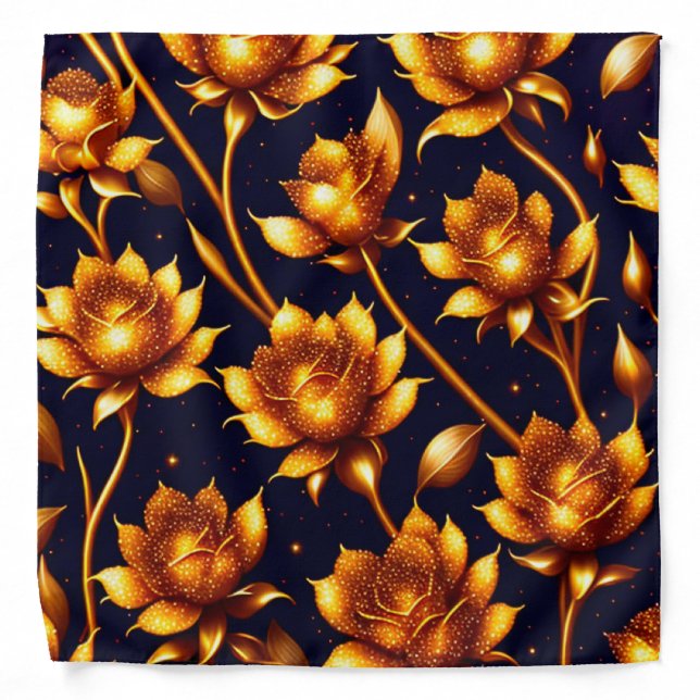 Modern Big Luxury Gold Rose Collection Bandana (Front)
