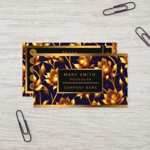 Modern Big Luxury Gold Rose Collection Business Card