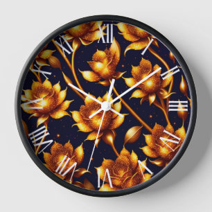 Modern Big Luxury Gold Rose Collection Clock