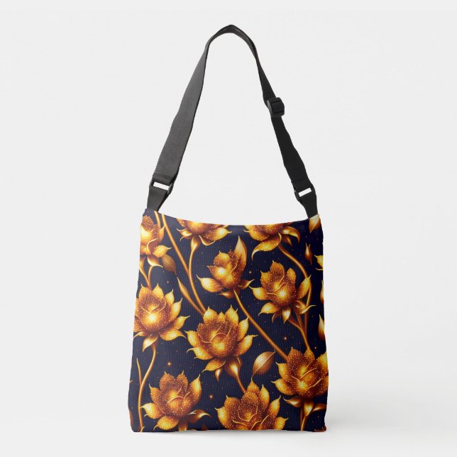 Modern Big Luxury Gold Rose Collection Crossbody Bag (Front)