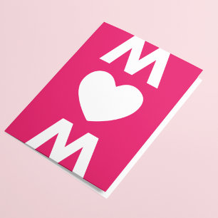 Modern Big MUM Heart White Red Mother's Day Card