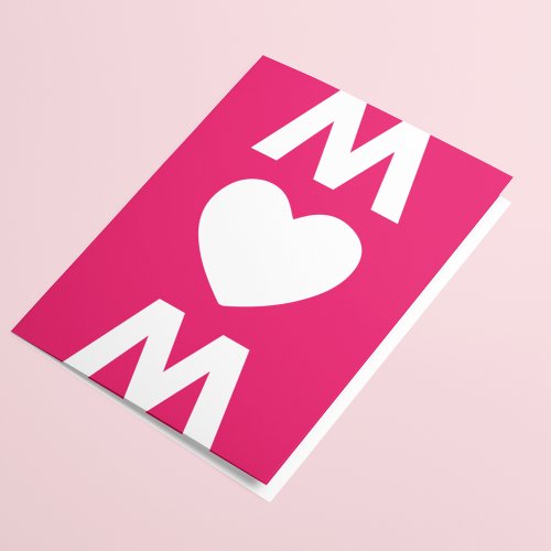 Modern Big MUM Heart White Red Mothers Day Card