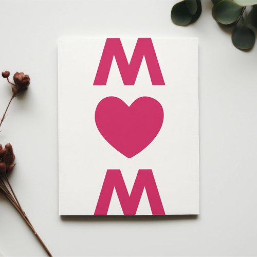 Modern Big MUM Red Heart White Mothers Day Card