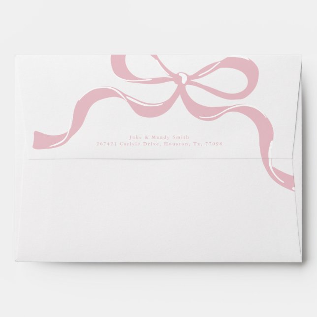 Modern Big pink Bow Baby Announcement Envelope (Back (Top Flap))