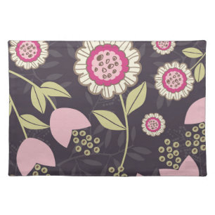 Modern Big Pink Floral Tulip Pattern Cloth Placemat