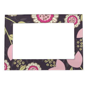 Modern Big Pink Floral Tulip Pattern Magnetic Frame