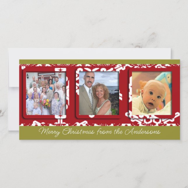 Modern Big Snowflake Frame Holiday Family Photo (Front)
