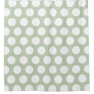 Modern Big White Dots on Gray Shower Curtain
