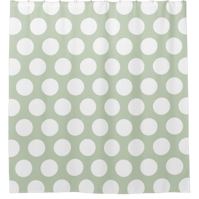Modern Big White Dots on Gray Shower Curtain (Front)