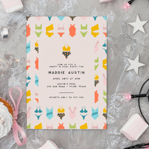 Modern Bikini Teen Tween Birthday Pool Party Invitation