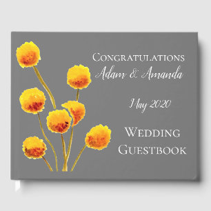 Modern Billy Bob wildflower watercolor art wedding Guest Book