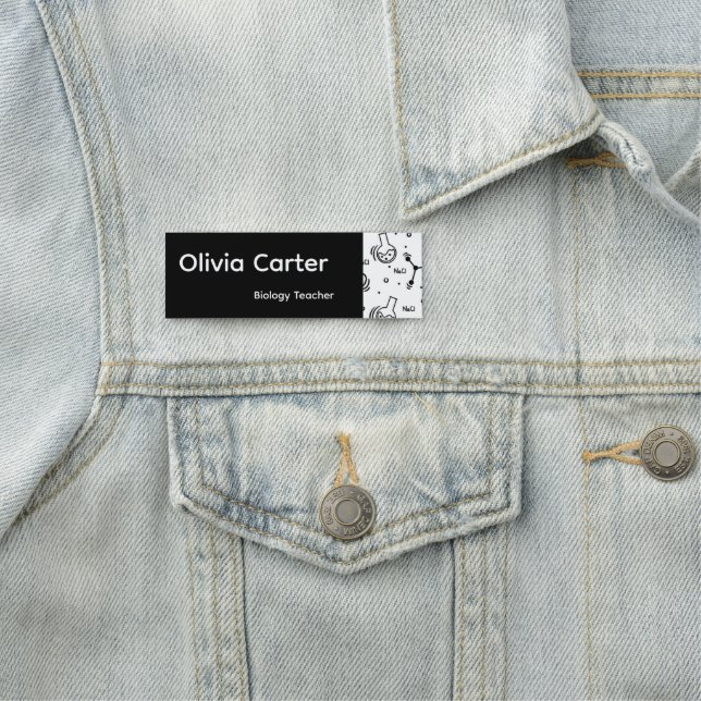 Modern Biology Teacher Custom Science Teacher  Name Tag (In Situ)