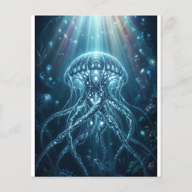 "Modern Bioluminescent Jellyfish Acrylic Pedestal  Flyer (Front)