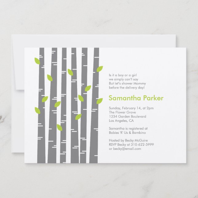 Modern Birch - Grass Baby Shower Invitation (Front)