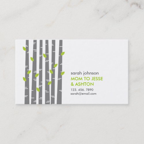 Modern Birch in Grass Mommy Calling Card Business Card Template