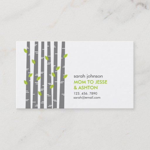 Customizable Modern Birch in Grass Mommy Calling Card Business Card Template
