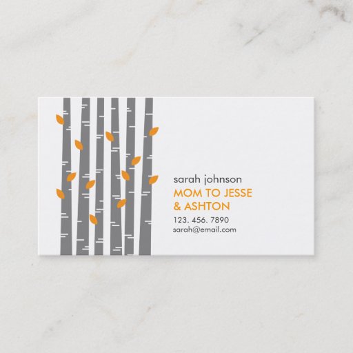 Customizable Modern Birch in Tangerine Mommy Calling Card Business Card