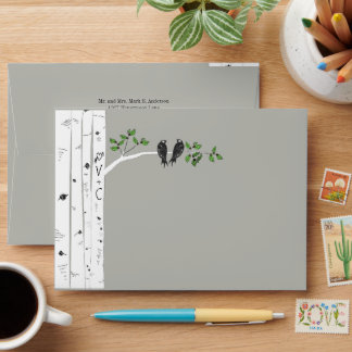 Modern Birch Tree Wedding Square Envelopes
