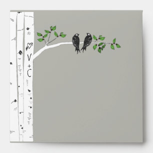 Modern Birch Tree Wedding Square Envelopes