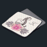 Modern Bird and Flora Dotty Monogrammed Laptop Sleeve<br><div class="desc">Modern bird and flowers art on pastel dotty background. Elegant monogram.</div>